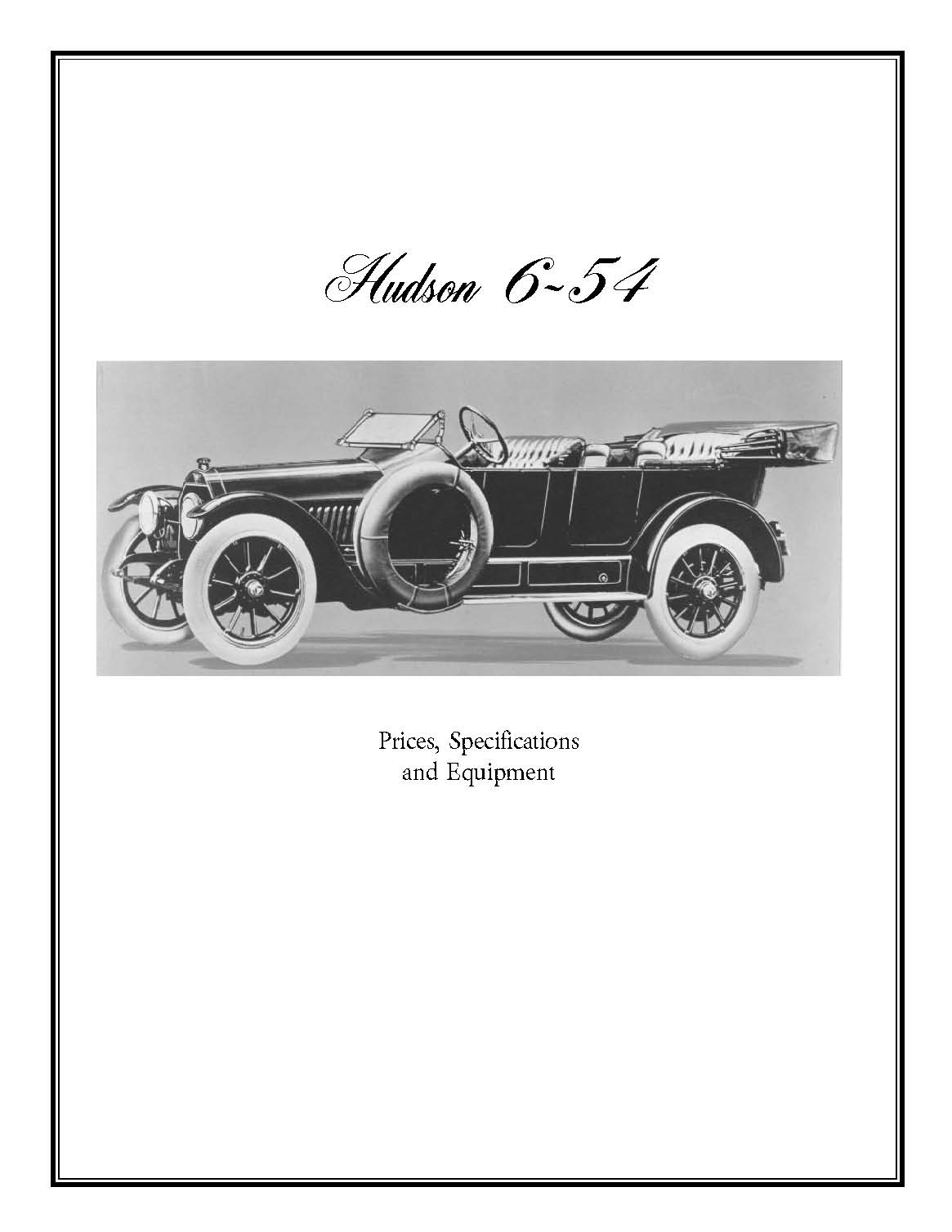 1915 Hudson Six-54 Information Booklet